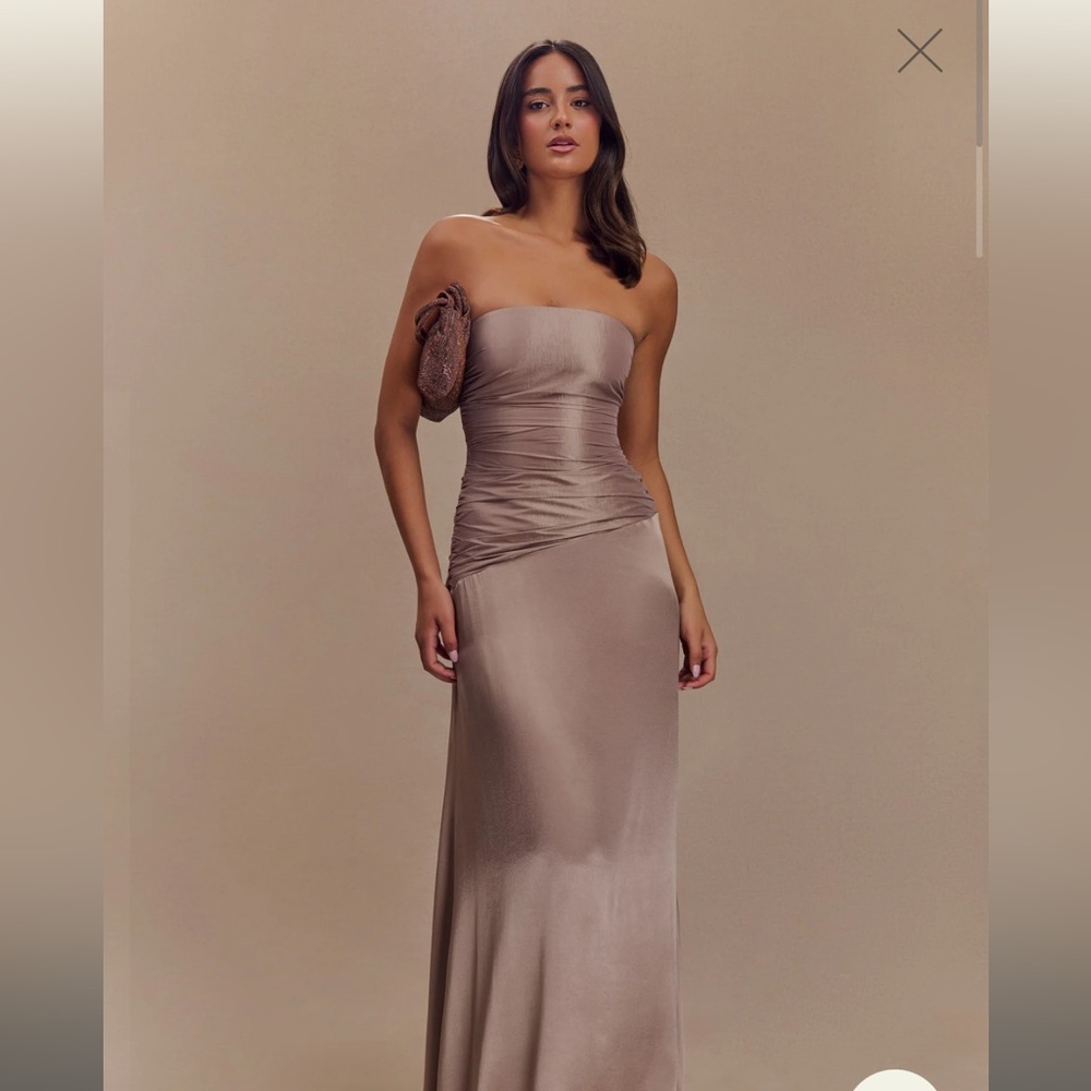Meshki Strapless Taupe Gown